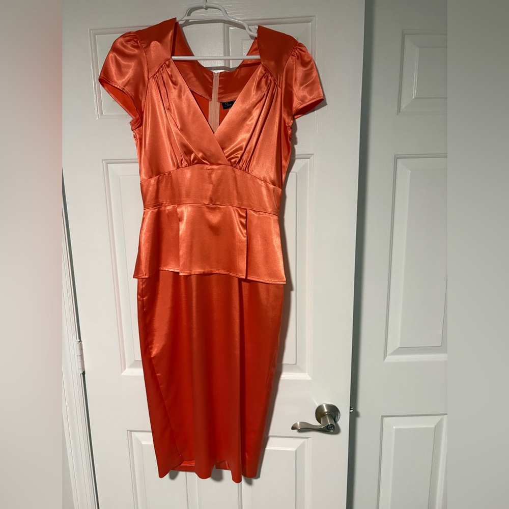 Stop Staring SILK Billion Dollar Sunset Orange Dress Vintage Pinup Retro